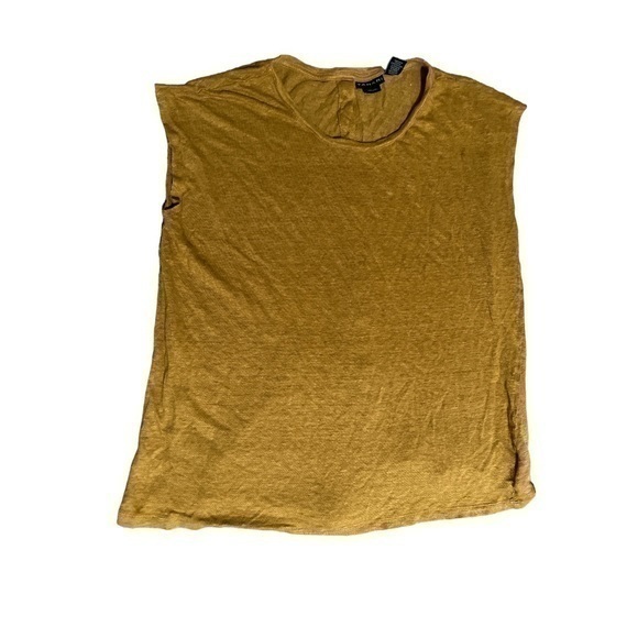 Tahari Tops - TAHARI size XL linen top, brown with mother of Pearl colored buttons down back